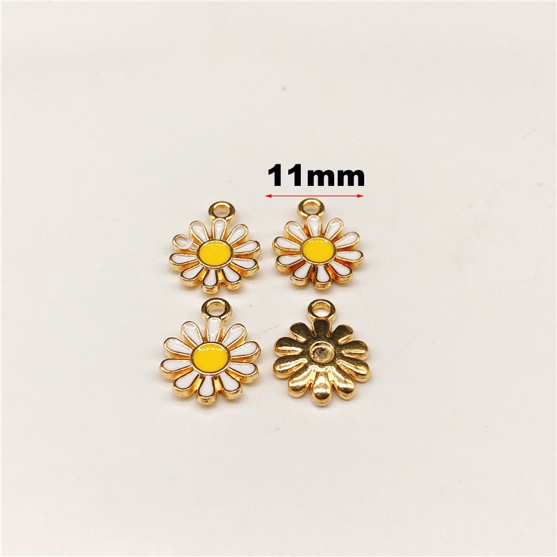 4pcs Manik-Manik Enamel Bentuk Bunga Bahan Alloy Metal Untuk Membuat Perhiasan Gelang Handmade DIY