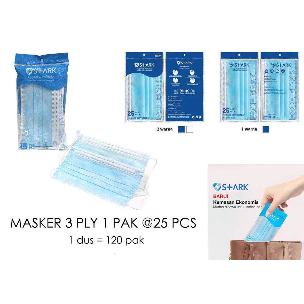 Masker 3 ply 25pcs disposable mask earloop