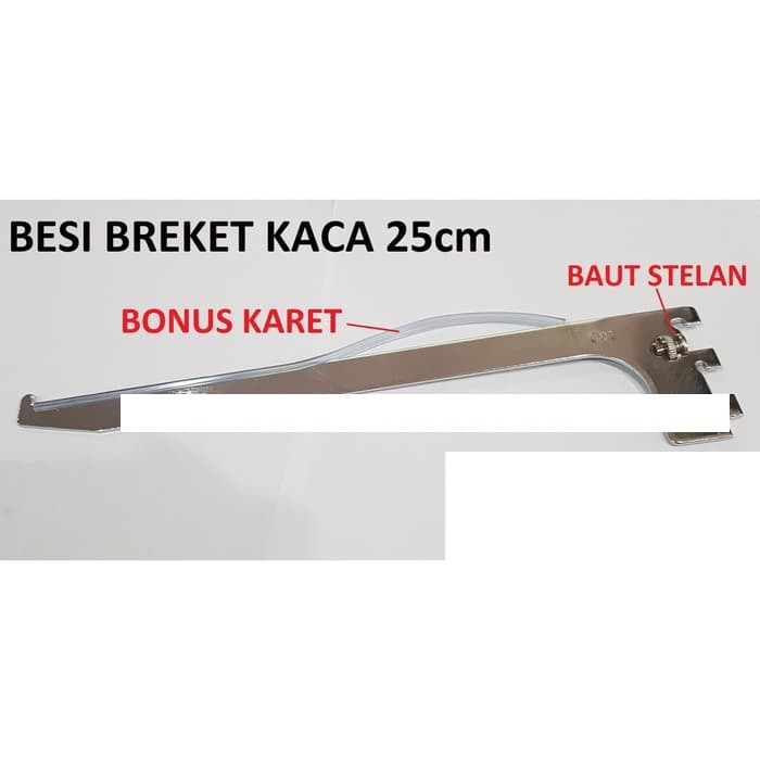 Breket Kaca 25cm Besi Penyangga Dudukan Ambalan Stainless Bracket Rak
