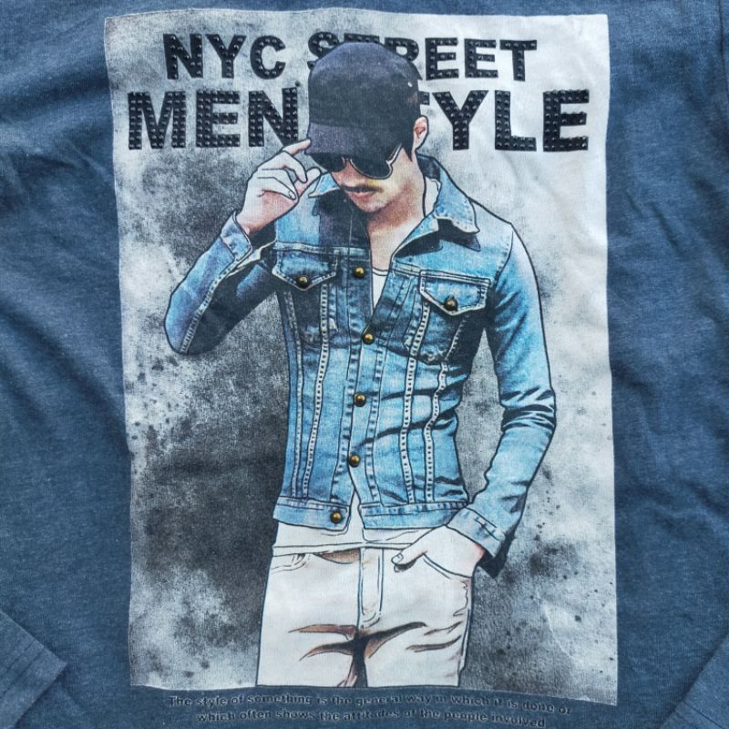 kaos lengan panjang print nyc street second bekas preloved branded