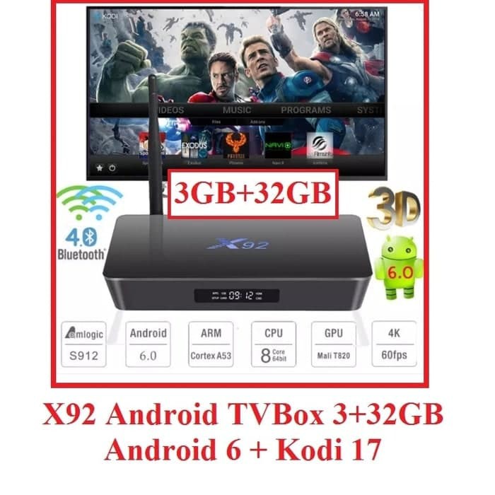 Promo Android TV Box X92 3GB 32GB S912 Smart Internet Media Player TVBOX Diskon