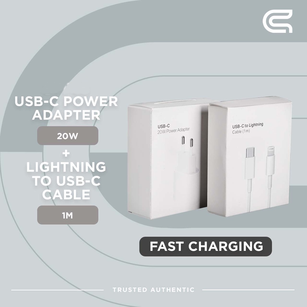 Charger Fast Charging - USB-C Adapter 20 Watt &amp; USB-C To Lightning Cable 1Meter