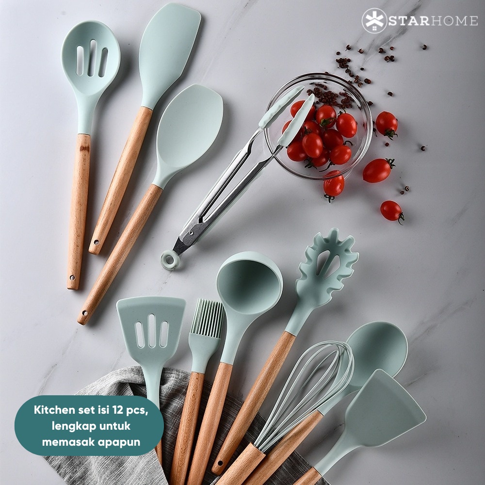 Spatula Set Alat Masak Silikon Set Alat Dapur Set Kitchen Silicon Utensil Set Sodet Sendok Sup Kuas Silikon Alat Masak Set Silikon