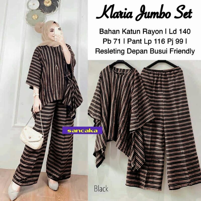 Klaria jumbo set/One Set/Baju Tidur/Setelan murah/Piyama/Homedress/Pakaian Wanita/Daster Jumbo/Daste
