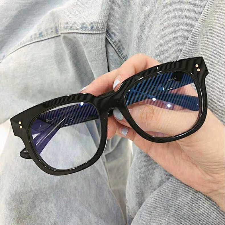 Fashionable Metal Hinge Anti-Blu-ray Rice Nail Retro Square Men's and Women's Glasses