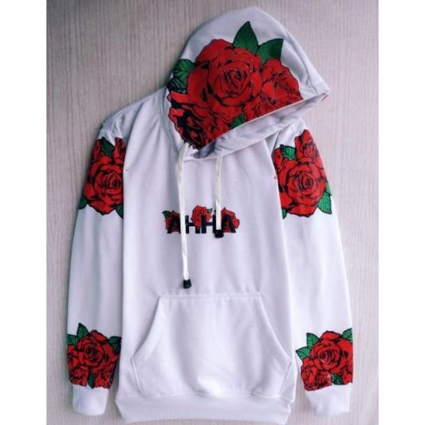 Hoodie Sweater Kaos AHHA Rose Mawar Warna Putih Buruan Order Tar Kehab "Promo"