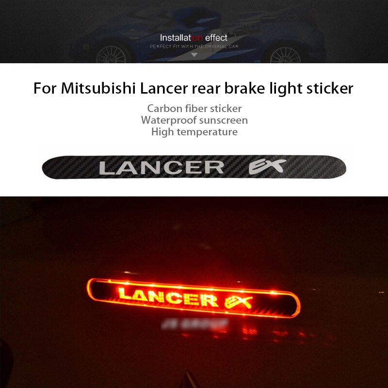 Stiker Lampu Rem Tinggi Bahan Serat Karbon Warna Hitam Untuk Mitsubishi Lancer Ex