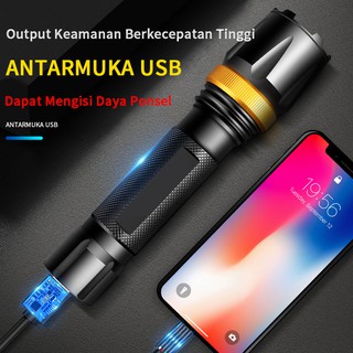 Senter Led Usb Rechargeable 6200 Lumens Ukuran Sak   u Untuk