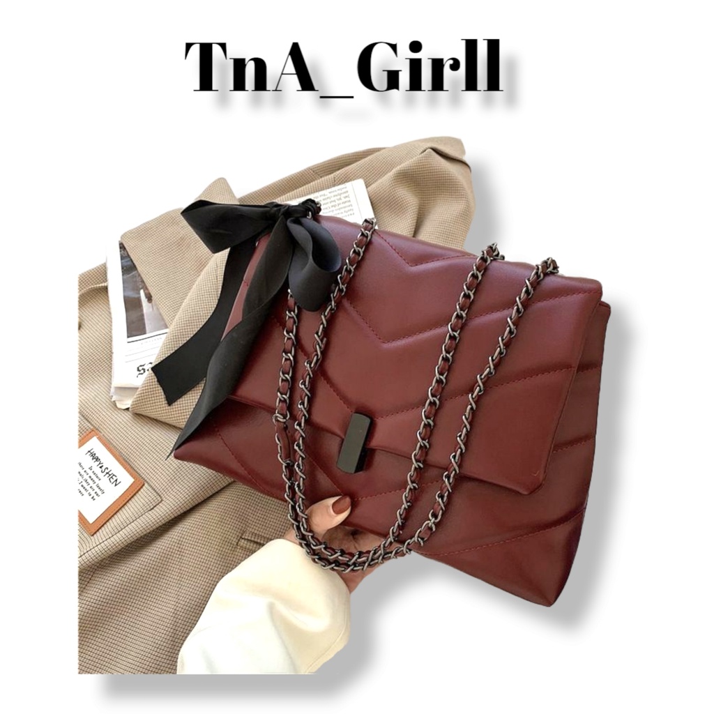 TAS SHOULDER BAG TALI RANTAI KEKINIAN SANTAI SIMPLE UKURAN BESAR TAS CEWEK