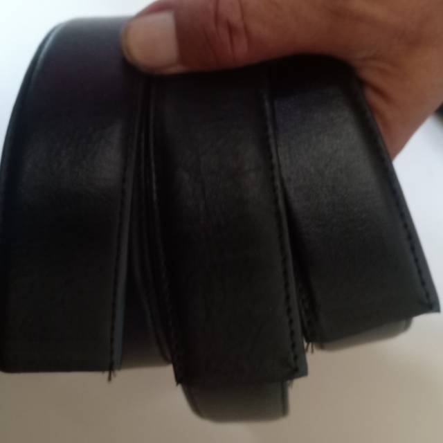 Sabuk Ikat Pinggang Kulit Asli Tanpa gesper 2 lapis kulit asli hitam