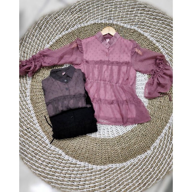 BLOUSE REMAJA WANITA TUTU BINTIK TIMBUL IMPORT