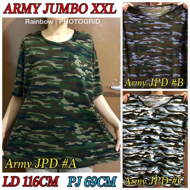 KAOS ARMY JUMBO XXL LENGAN PENDEK / KAOS ARMY / ATASAN JUMBO MURAH