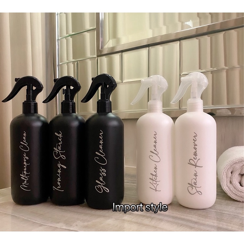 botol spray N24 HITAM PUTIH 500ml SILVER CHIC . aesthetic bottle minimalist refill organizer laundry room serbaguna estetik