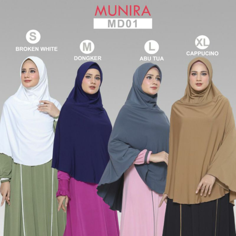 MUNIRA BERGO MD01 | JILBAB ISNTAN BAHAN JERSEY ADEM | HIJAB DAILY SIZE SML XL | BERGO MUNIRA POLOS