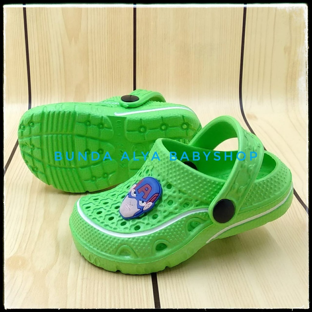 Sendal Anak Laki Laki Usia 6 Bulan 1 2 Tahun Karet HIJAU Superhero - Sepatu Sandal Anak Cowok Anti Licin Superhero Size 18 - 23