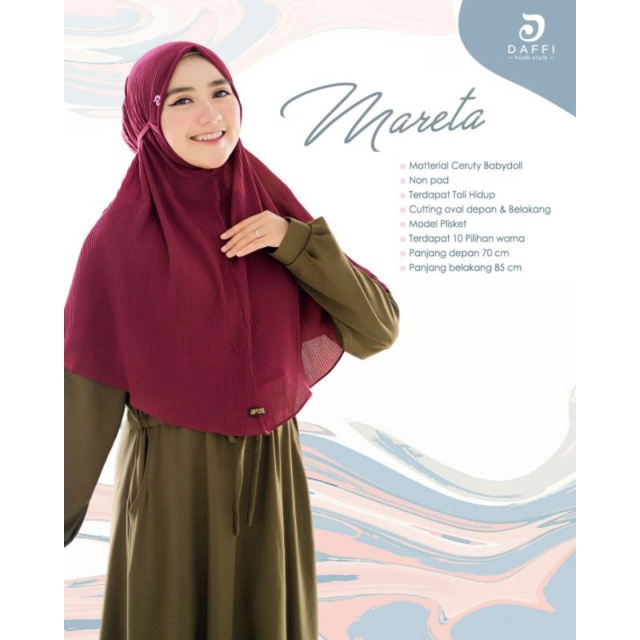 Hijab Daffi Mareta Series hijab bergo Plisket kekinian