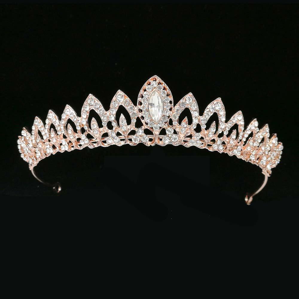 REBUY Rebuy Bridal Tiara Princess Prom Aksesoris Rambut Headband Alloy Kristal Mahkota Rambut