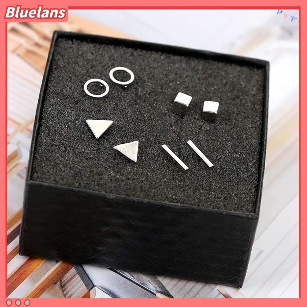 8pcs / Set Anting Stud Bentuk Geometris Persegi Segitiga Lingkaran Untuk Hadiah Wanita