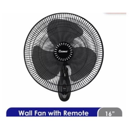 Kipas Angin Dinding Cosmos Original Remote Gantung Tembok 16 INCH Remot Wall Fan Sedang Ori Garansi Resmi Murah Listrik Warna Hitam