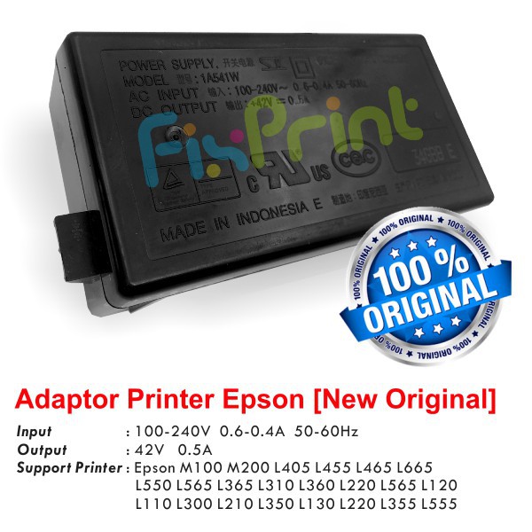 Adaptor Power Supply Printer Epson L120 L110 L210 L220 L300 L350 L355 L360 L565 L555 M100 M200 L405