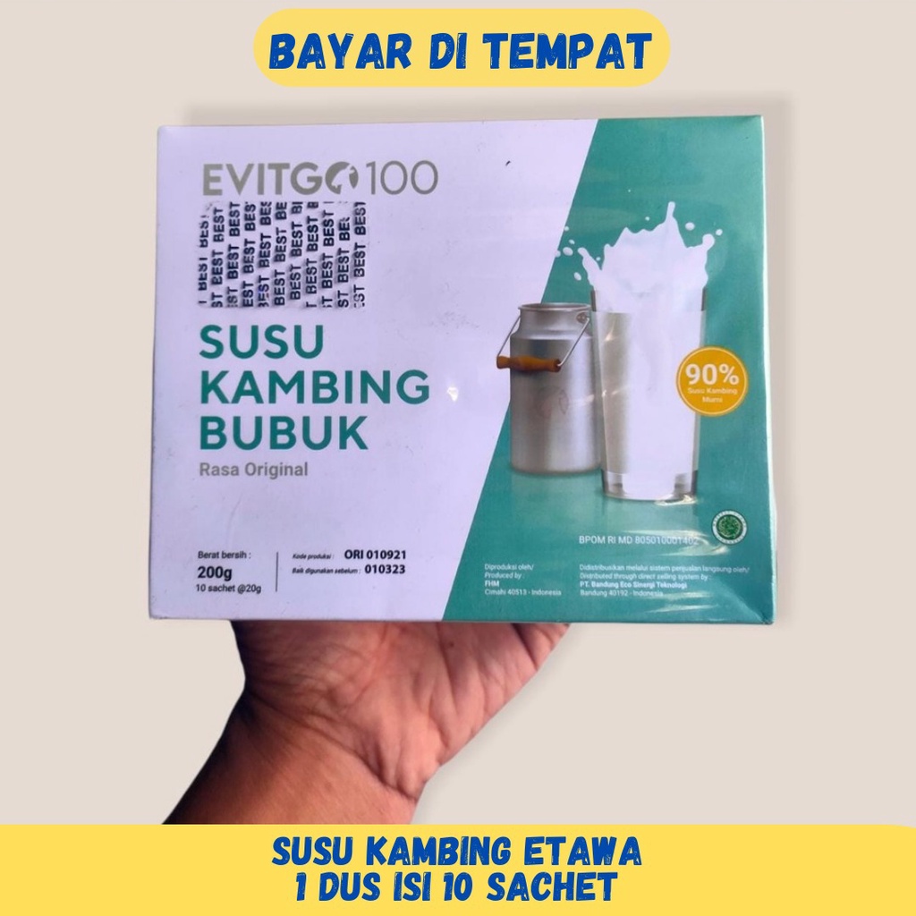 

EVITGO 100 - SUSU KAMBING ORIGINAL - MENJAGA KESEHATAN TUBUH - 1 BOX ISI 10 SACHET - KEMASAN BARU