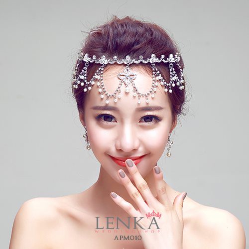 [PRODUK FAVORIT] HIASAN KEPALA PENGANTIN TIARA PESTA WEDDING BRIDAL PUTIH APM010