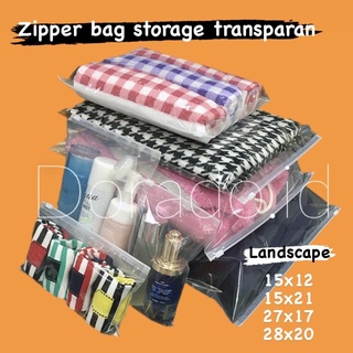 Image of [Bening] Zipper storage Bag Organizer Transparan Polos / Zipper pouch Transparan