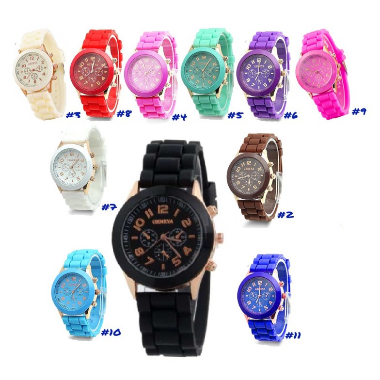 Jam Tangan Geneva Silicone Jelly Wrist Watch Rubber Korea Fashion