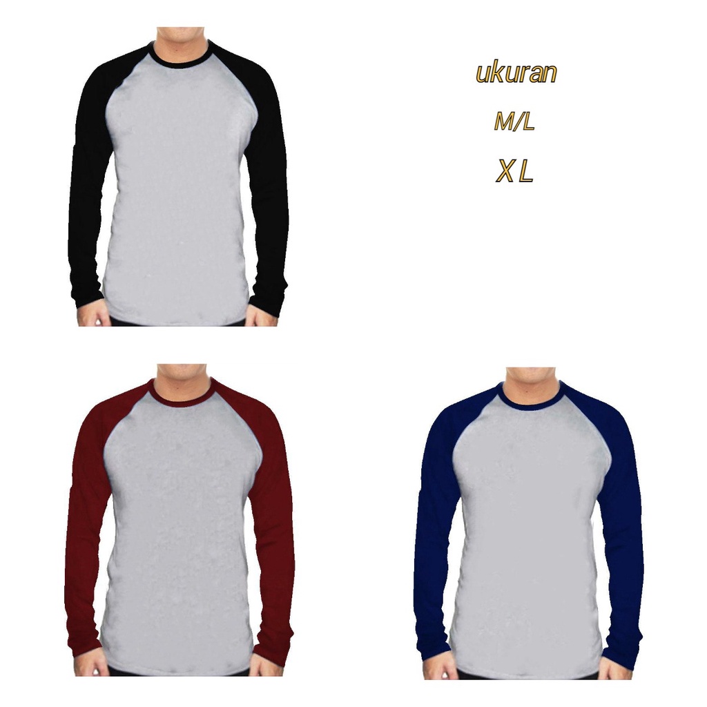 MUKZHOP / BAJU RAGLAN POLOS / kaos panjang / fashion cowok / terlaris