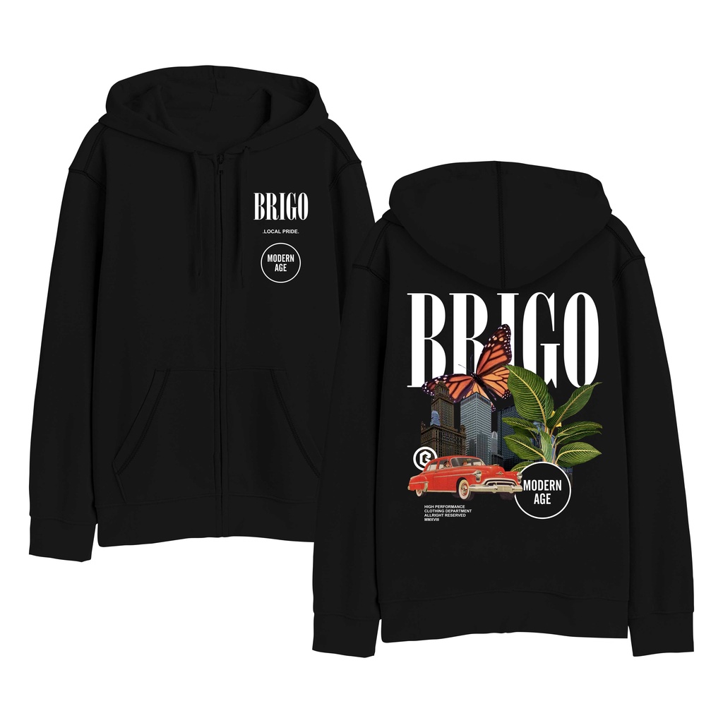 Sweater Hoodie Resleting BRIGO Modern Age Sablon DTF Fleece Cotton II BRIGO Zipper Jumper Hoodie Modern Age II M-XXL (Pria &amp; Wanita) Free stiker&amp;Gantungan Kunci