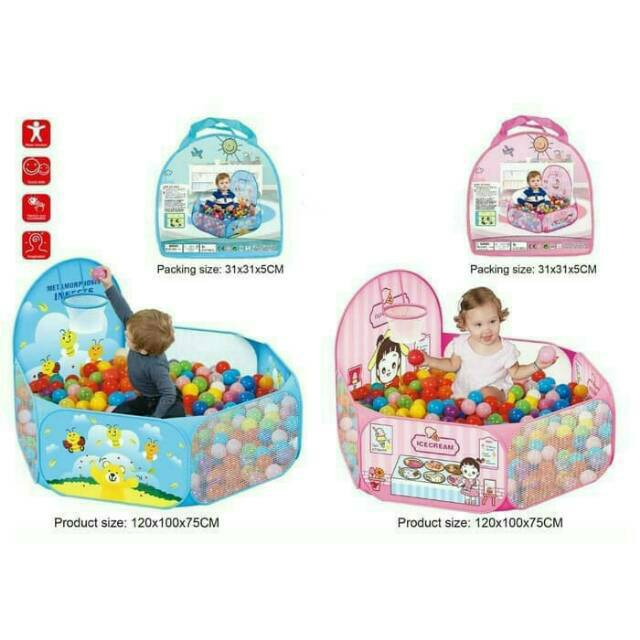 TENDA TAS KERANJANG MANDI BOLA ANAK / KOLAM MANDI BOLA DENGAN RING BASKET