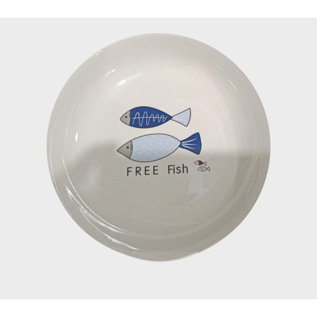 Piring Keramik Korea Motif Nanas/Strawberry/Pohon/Bunga Rose Pink Variasi 20cm-PRGMOTIF 2 IKAN20CM