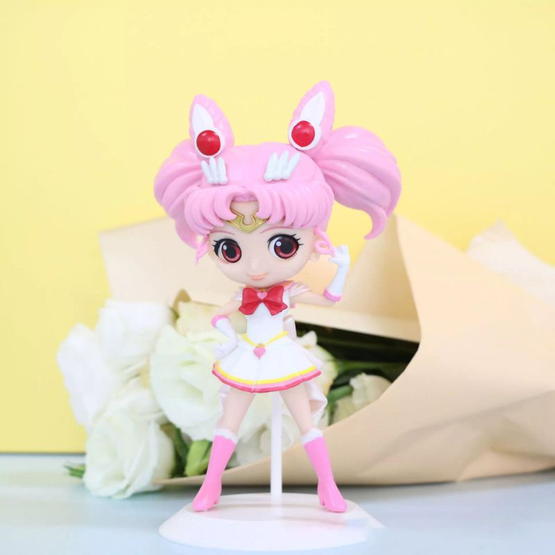 Figure Sailor Moon  Tsukino Usagi Set 2 Mainan figure Sailormoon Miniatur pajangan Q Posket