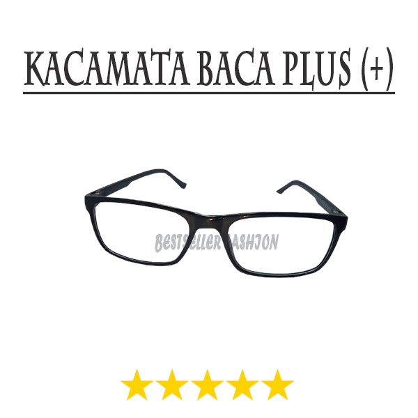 KACAMATA LENSA PLUS (+) UK.+1.00 SAMPAI +3.00 PRIA DAN WANITA FRAME PERSEGI HITAM FREE CASE