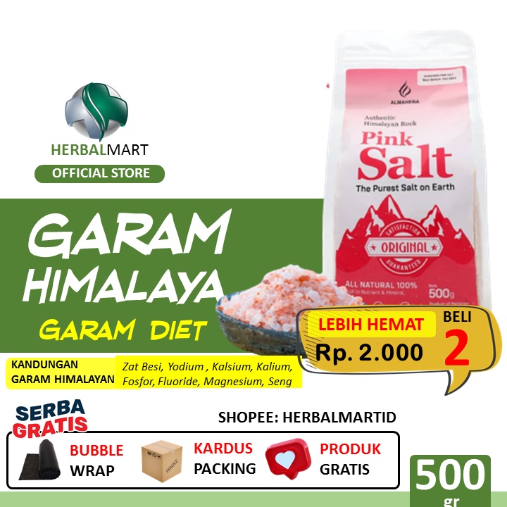 

Garam Himalaya Himalayan Pink Salt Himsalt Almahera Asli Original Organik 500gr -READY STOCK