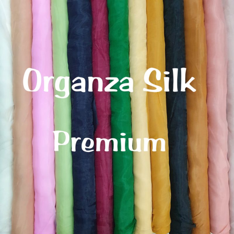 Kain satin organza silk/bahan organza polos silk premium/kain kaca organza silk