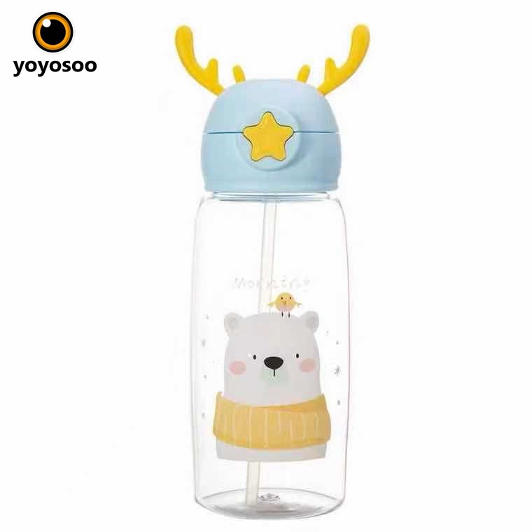 Cuci Gudang - Botol minum anak tutup tanduk rusa motif animal lucu water bottle BPA free - yoyosoo