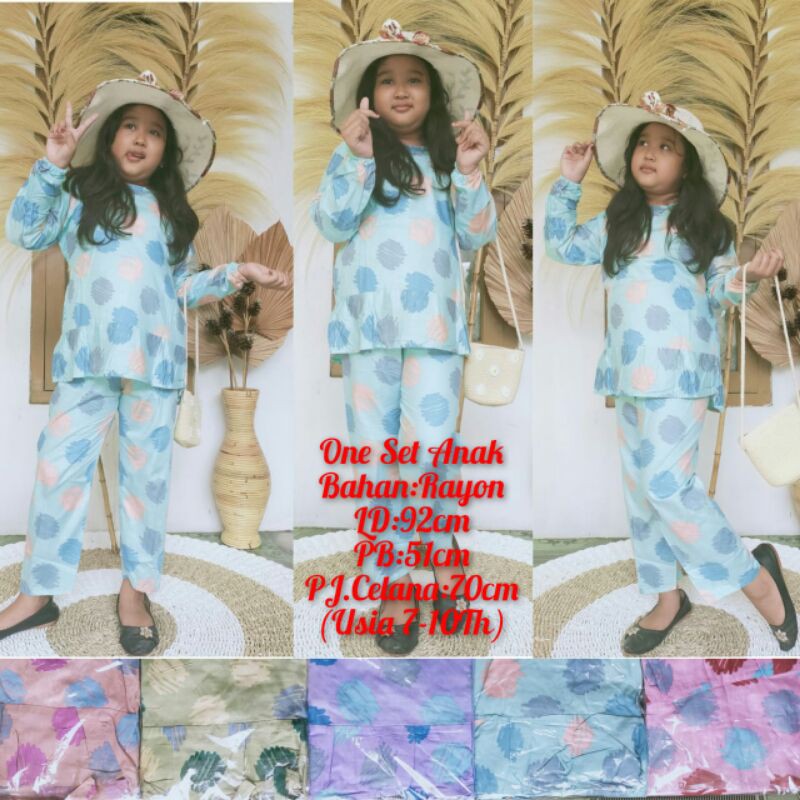 SETCEL ANAK RAYON ONE SET ANAK SETELAN RAYON ADEM MOTIF CORETAN POLKADOT