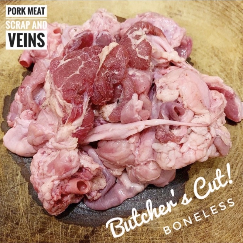 1Kg - Raw Food/Frozen Meat and Veins/Dog Food Tetelan Daging Urat Babi