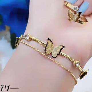 Titanium Set Gelang dan Cincin Wanita 863J