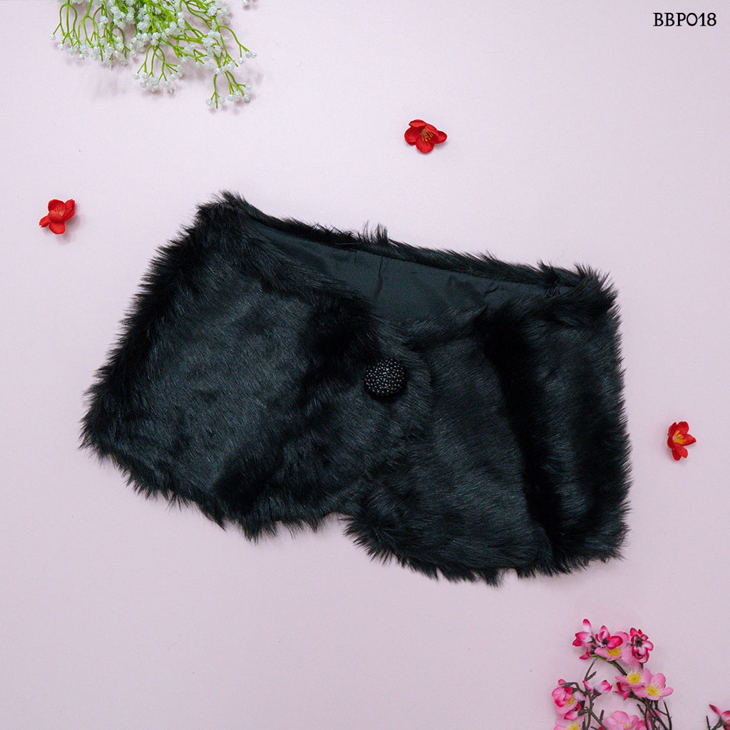 [PALING MURAH] WEDDING PESTA BOLERO BULU HITAM MODERN OUTER FUR WANITA BBP018