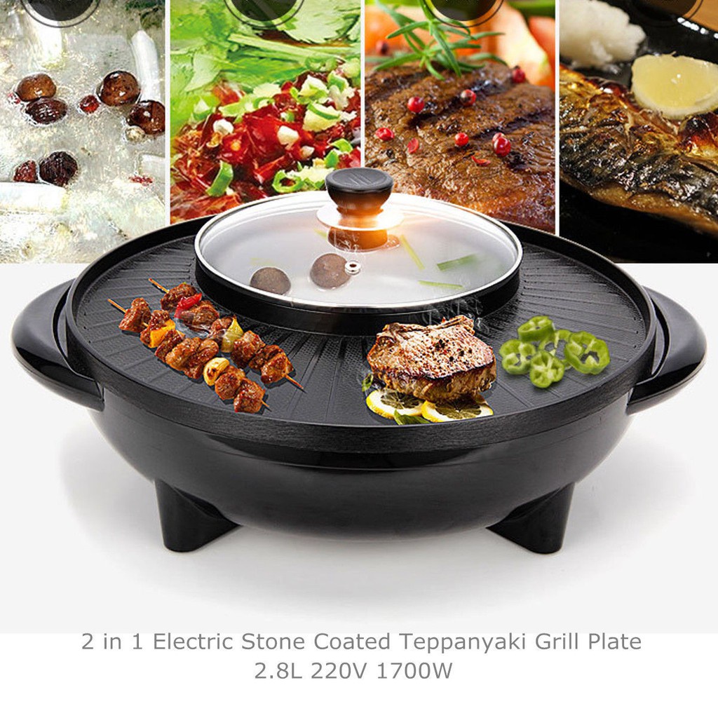 PRODUK NEW&quot; GRILL PAN &quot; PEMANGGANG LISTRIK ALAT MASAK TERMURAH UNTUK BBQ PANCI MULTIFUNGSI Kompor Panggangan Bbq Dan Hotpot Elektrik 2 In 1 Grill Bbq Hotpot Elektrik Anti lengket Panggangan listrik serbaguna