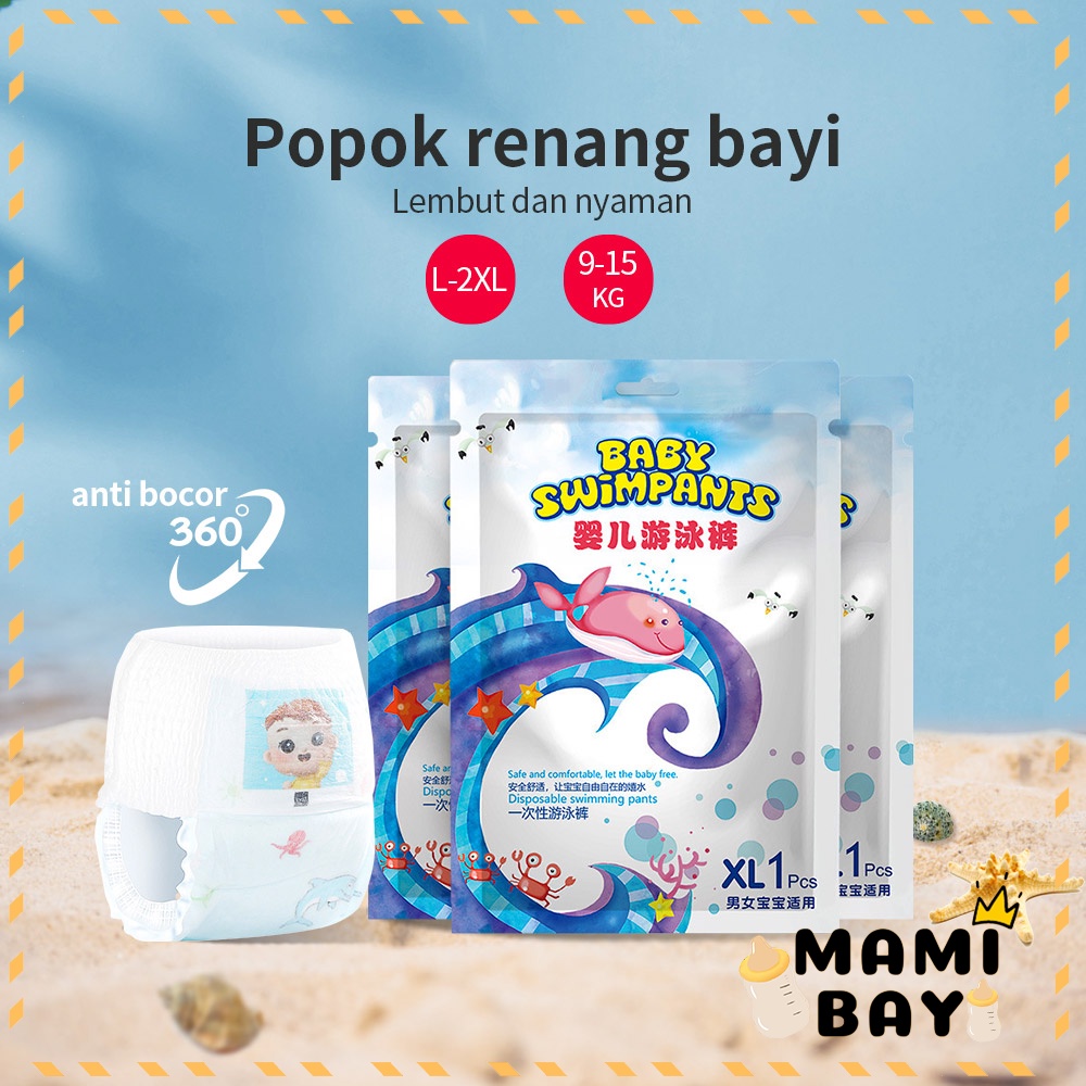 Mamibayi Waterproof Swim Diaper Sekali Pakai popok Celana renang anak bayi