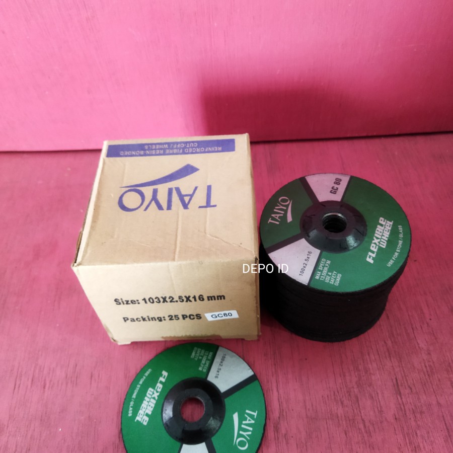 TAIYO BATU GERINDA KACA GRANIT 4" GC60 GC80 GC120 POLES KERAMIK
