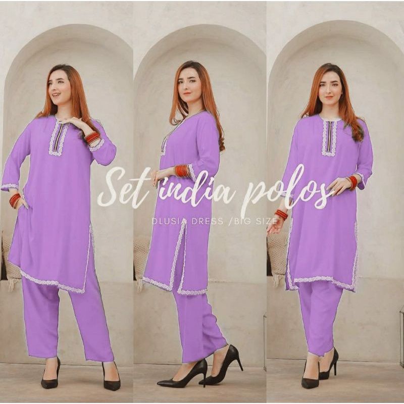 One Set Tunik India Renda Polos