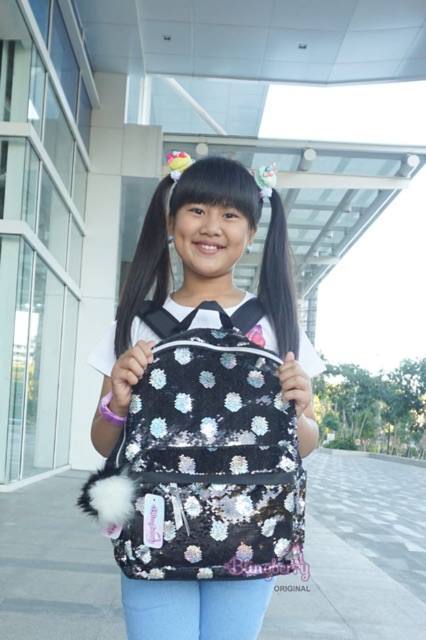 Tas Sekolah Anak SD SMP Ransel Polkadot Sequin ransel anak SMP tas sequin anak