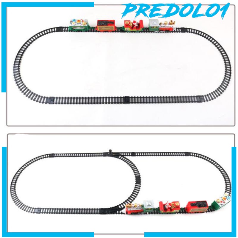 (Predolo1) 11pcs / Set Mainan Kereta Api Elektrik Dengan Rel Untuk Dekorasi Natal / Hadiah Anak