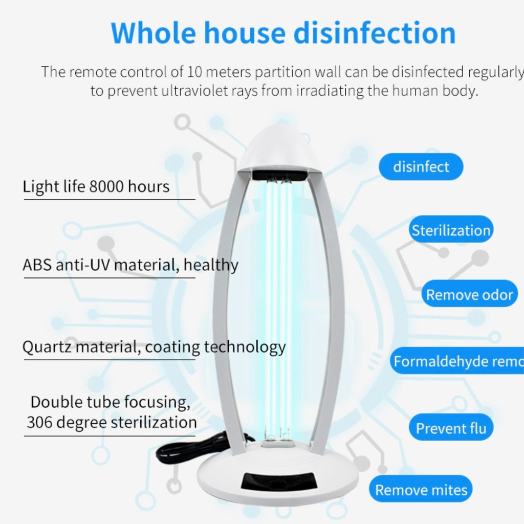 lampu UV Sterilizer Disinfection UV Light 38w remot timer anti covid dan bakteri virus