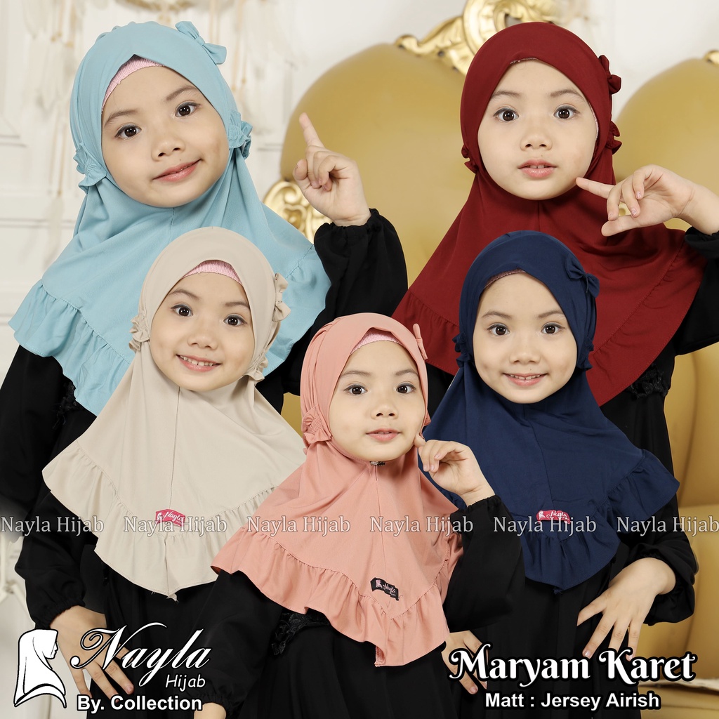 Kerudung Anak Instan Model MARYAM KARET Jersey Airis Hijab Anak Jersey Original Nayla Hija'b