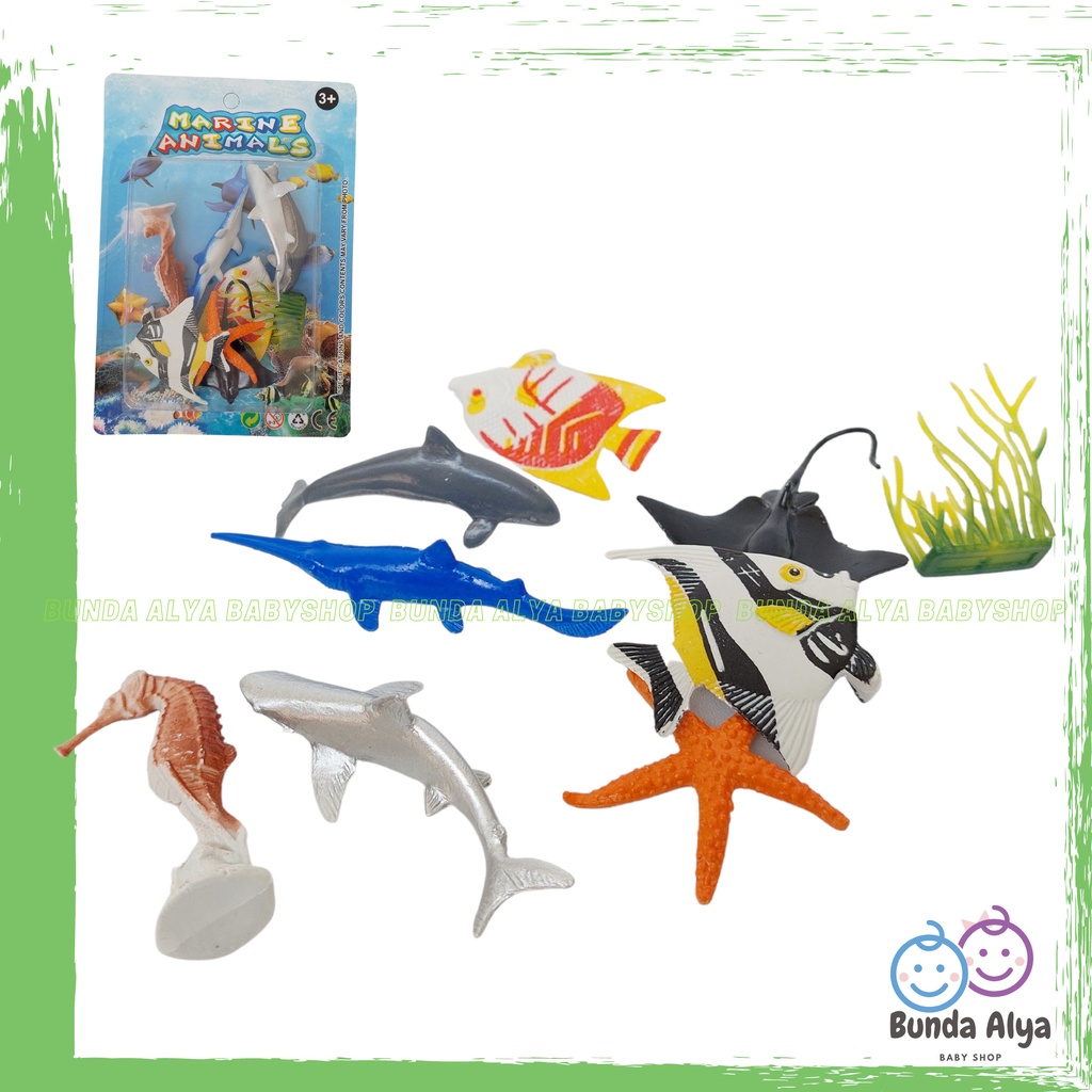 Mainan Edukasi Anak Animal Mini  Mainan Anak Hewan Laut  Mainan Miniatur Isi 9 SNI Mainan Figure Hewan Laut Ikan Laut
